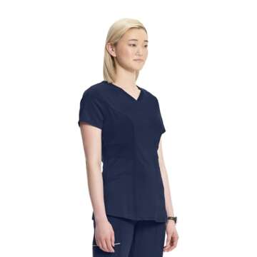 Infinity Cherokee V-Neck Women's Nurse Scrub Top, 4-Way Stretch, Superior Performance and Comfort CK623A, M, Navy