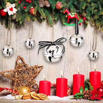 50 Pieces Bell with Star Cutout Metal Sleigh Bell Rustic Christmas Xmas Tree Ornaments Assorted Size...