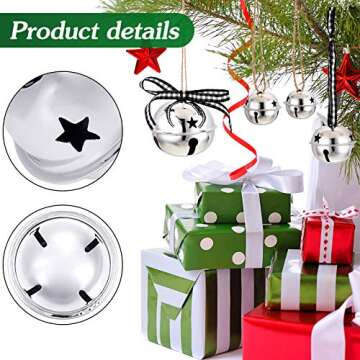 50 Pieces Star Cutout Metal Sleigh Bells for Christmas