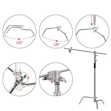 ShowMaven C Stand with Boom Arm, Heavy Duty 10ft Light Stand for Photography Studio Video Reflector, Monolight and Backdrops