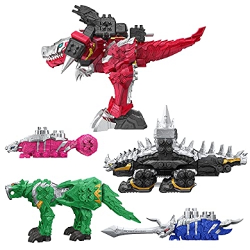 Power Rangers Dino Fury Megazord Mega Pack 5-Pack Zord Action Figure Toys for Kids Ages 4 and Up (Am...