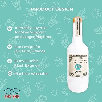 Bark Bros Liquor Bottle Dog Toy Plush Squeaky Puppy Gift