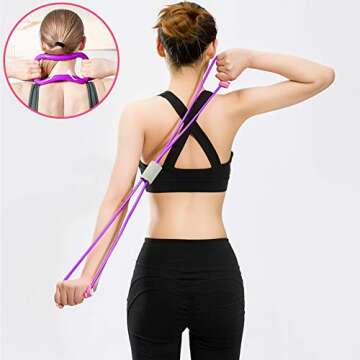 i-FSK Yoga Pull Rope,Pilates Circles Ring,Resistance Bands with Handle, 8 Shape Exercise Band Double...