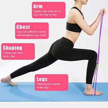 i-FSK Yoga Pull Rope,Pilates Circles Ring,Resistance Bands with Handle, 8 Shape Exercise Band Double Tube, Fitness Equipment Tool for Home Workout, Physical Therapy, Strength Training, Muscle Toning
