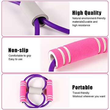 i-FSK Yoga Pull Rope,Pilates Circles Ring,Resistance Bands with Handle, 8 Shape Exercise Band Double Tube, Fitness Equipment Tool for Home Workout, Physical Therapy, Strength Training, Muscle Toning