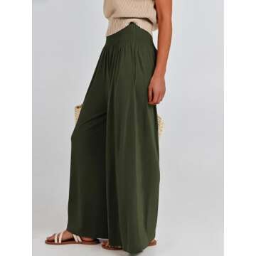 ANRABESS Women Palazzo Pants Stylish Summer Boho Baggy Wide Leg High Waisted with Pockets