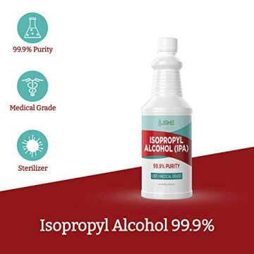 Jermee Isopropyl Alcohol (IPA) 99.9% Purity - USP/Medical Grade - Concentrated Rubbing Alcohol, Made in The USA - 128 oz