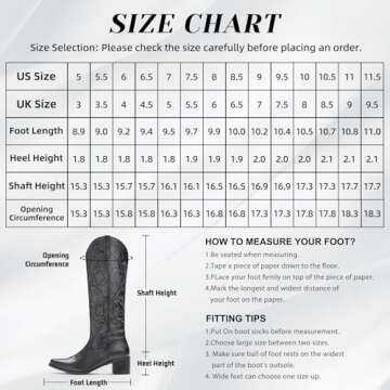 IUV Cowboy Boots For Women Pointy Toe Western Cowgirl Knee High Boots