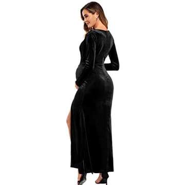 Babalet Maternity Velvet Evening Dress Long Sleeve