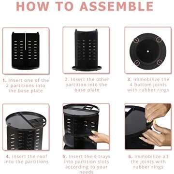 GIVIMO 360 Rotating Makeup Organizer Adjustable Makeup Carousel Spinning Holder Rack Large Capacity Make Up Cosmetic Storage Display Box for Bedroom Dresser or Vanity Countertop(Black)