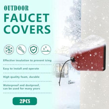 2 Pack Outdoor Faucet Covers for Winter, Heavy Duty Faucet Spigot Covers Winter Insulated, Reusable Outdoor Faucet Covers Hose Bib Covers for Winter Freeze Protection