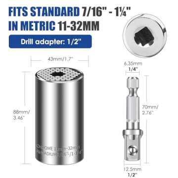 Universal Socket Set (11-32mm 7-19mm) Super Socket for Unscrew Any Bolt Multi-Function Universal Soc...