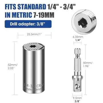 Universal Socket Set with Power Drill Adapter for All