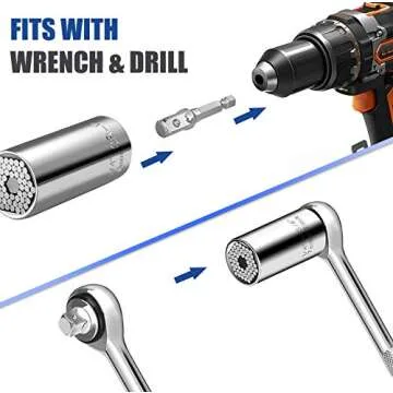 Universal Socket Set with Power Drill Adapter for All