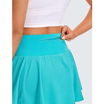 CRZ YOGA Women's High Waisted Pleated Tennis Skirts Lightweight Athletic Workout Running Sports Golf Skorts with Pockets Holiday Blue Small