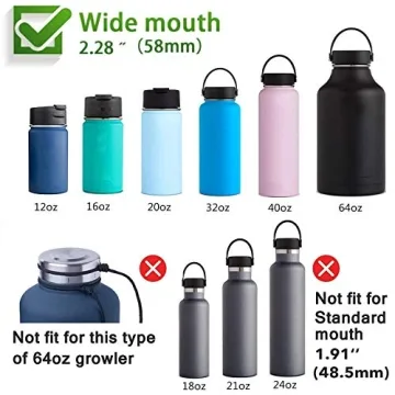 Top Souls Wide Mouth Straw Lids Compatible with Most Sports Water Bottles, 2 Lids 2 Long Straws 2 Brushes in 1 Value Pack. (Frost x2)
