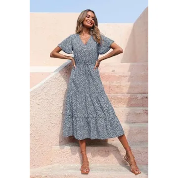 PRETTYGARDEN Summer Maxi Dress - Boho Floral Elegance