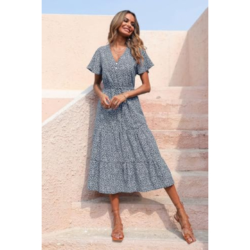 PRETTYGARDEN Summer Maxi Dress - Boho Floral Elegance