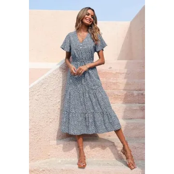 PRETTYGARDEN Summer Maxi Dress - Boho Floral Elegance