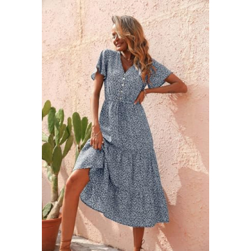 PRETTYGARDEN Summer Maxi Dress - Boho Floral Elegance