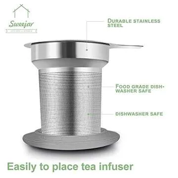 Sweejar Porcelain Tea Infuser Cup with Lid, 16 oz Tea Cup with Strainers for Loose Leaf Tea, Microwave and Dishwasher Safe Coffee Mug, Tea Steeping Mug for Tea Drinkers,Christmas Gift (Purple)