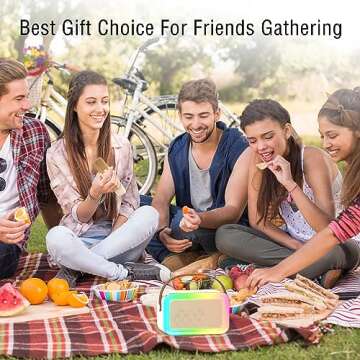 Mini Karaoke Machine,Funny Toys Christmas Birthday Gifts for Kids Age 4-12 Girls,Boys,Adults,MEGUO Karaoke Microphone Toys for 4,5,6,7,8,9,10,11,12+ Year Old Girls Boys (Beige 1 mic -Rainbow Lights)