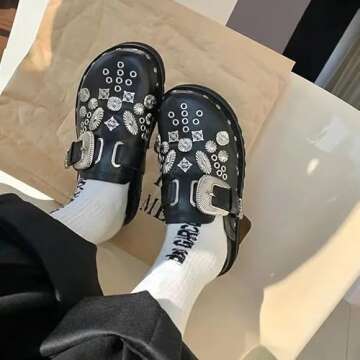 Vhitler Y2k Shoes Emo Shoes Platform Slippers Grunge Womens Clogs Punk Clothes Platform Clogs (Black,6,6.5,Numeric Range,Women)