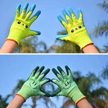 GLOSAV 2 Pairs Toddlers Gardening Gloves, Kids Sized Garden Glove for Yard Work, Non Slip, Flexible, Breathable (Size 2 for 2, 3, 4 Year Old Children)