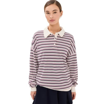 Lioness Women's Lightweight Rugby Jersey Top - Chic Stripes and Comfort in Porcelain Multi