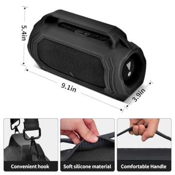 Silicone Protective Case for JBL Charge 5 with Shoulder Strap and Top Handle- Waterproof, Durable Co...