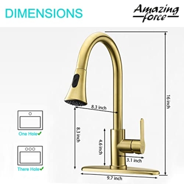 Amazing Force Gold Kitchen Faucet - Pull Down Sprayer