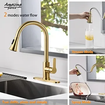 Amazing Force Gold Kitchen Faucet - Pull Down Sprayer