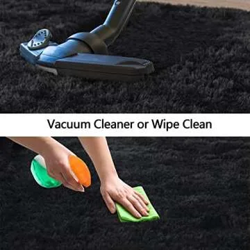 DETUM Black Rug 4x6 Feet - Fluffy Black Area Rugs for Bedroom Shaggy 4' X 6' Living Room Rug Soft Rugs for Kids Room Non-slip Nursery Office Dorm Washable Carpets Home Decor