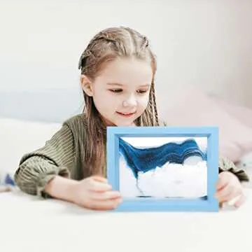 CooCu Moving Sand Art Picture,Desktop Art Toys,Voted Best Gift!(Ocean Heart) - Black,White,Blue