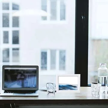 CooCu Moving Sand Art Picture,Desktop Art Toys,Voted Best Gift!(Ocean Heart) - Black,White,Blue