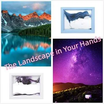 CooCu Moving Sand Art Picture,Desktop Art Toys,Voted Best Gift!(Ocean Heart) - Black,White,Blue