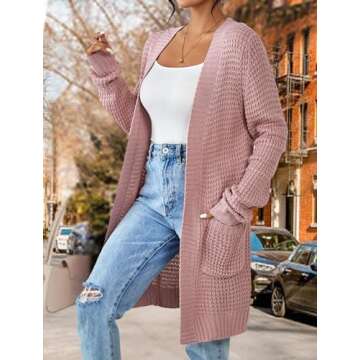 Zeagoo Women's 2025 Fall Long Batwing Sleeve Open Front Chunky Knit Cardigan Sweater - Stylish & Coz...