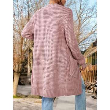 Stylish Zeagoo Women's Chunky Knit Cardigan - Pink