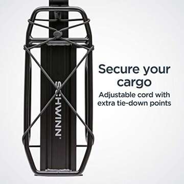 Schwinn Bike Deluxe Rear Rack, Lightweight, Can Hold Up to 20 lbs. Loads, Durable Steel Rails, Designed with Extra Tie-Down Points, Fits Most Adult Bikes, Black