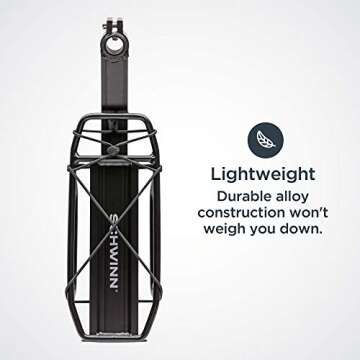 Schwinn Bike Deluxe Rear Rack, Lightweight, Can Hold Up to 20 lbs. Loads, Durable Steel Rails, Designed with Extra Tie-Down Points, Fits Most Adult Bikes, Black