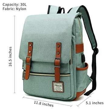 Mancio Vintage Laptop Backpack with USB Port, Stylish & Durable