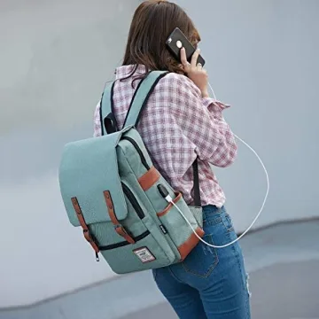 Mancio Vintage Laptop Backpack with USB Port, Stylish & Durable