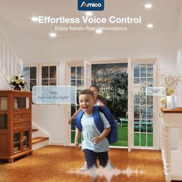 Amico 6 Pack 6 Inch Smart LED Recessed Lighting, WiFi Canless Downlight with Junction Box, RGB & 270...