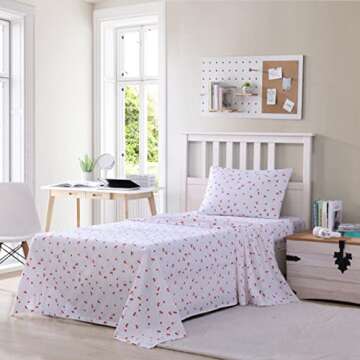 Poppy & Fritz - Queen Sheets, Cotton Percale Bedding Set, Crisp & Cool, Lightweight Home Decor (Cherries, Queen)