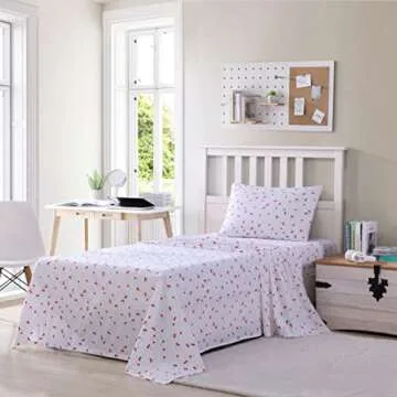 Poppy & Fritz - Queen Sheets, Cotton Percale Bedding Set, Crisp & Cool, Lightweight Home Decor (Cherries, Queen)