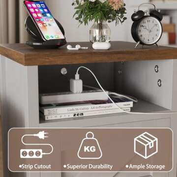 JUMMICO Farmhouse Nightstand, Modern Bedside Table with Barn Door and Shelf, Rustic End Table Side Table for Bedroom, Living Room (2, White)