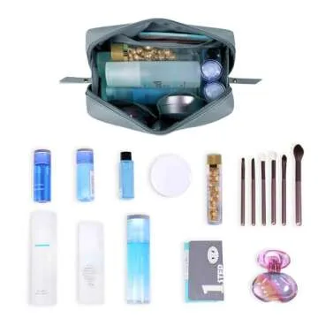 PU Leather Makeup Bag Organizer for Women - Greyish Blue