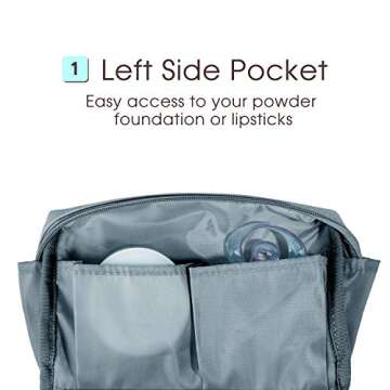 PU Leather Makeup Bag Organizer for Women - Greyish Blue