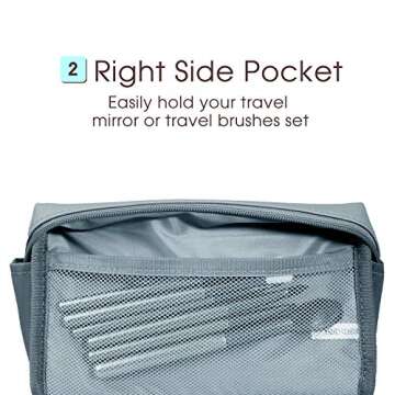 PU Leather Makeup Bag Organizer for Women - Greyish Blue