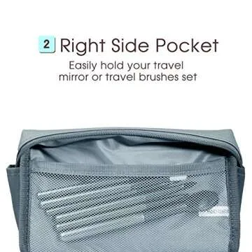 PU Leather Makeup Bag Organizer for Women - Greyish Blue